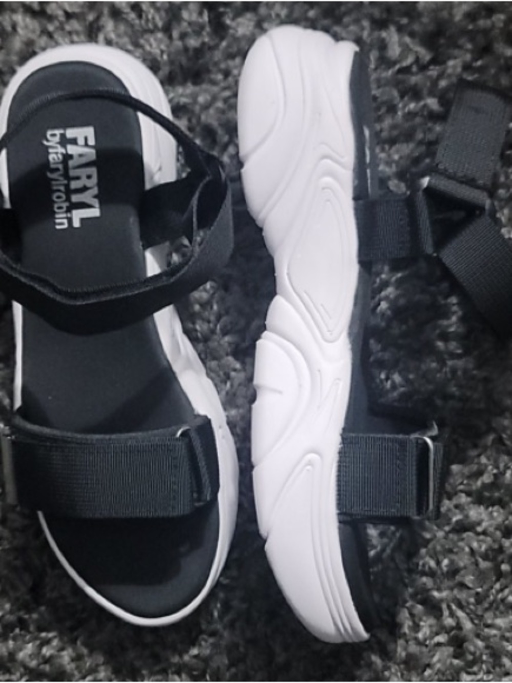 Women's Black Sandals with White Soles - Comfortable Everyday Comfort